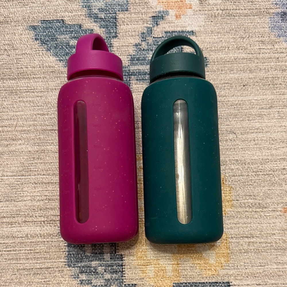 Bink Dupe Glass Water Bottle Silicone Water Bottle Sleeve Duo - Magenta and Teal